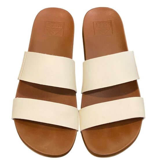 Reef Shoes - Reef Cushion Vista Minimalist 2 Strap Sandal Slide Sz 7 Vintage/Cream #286L